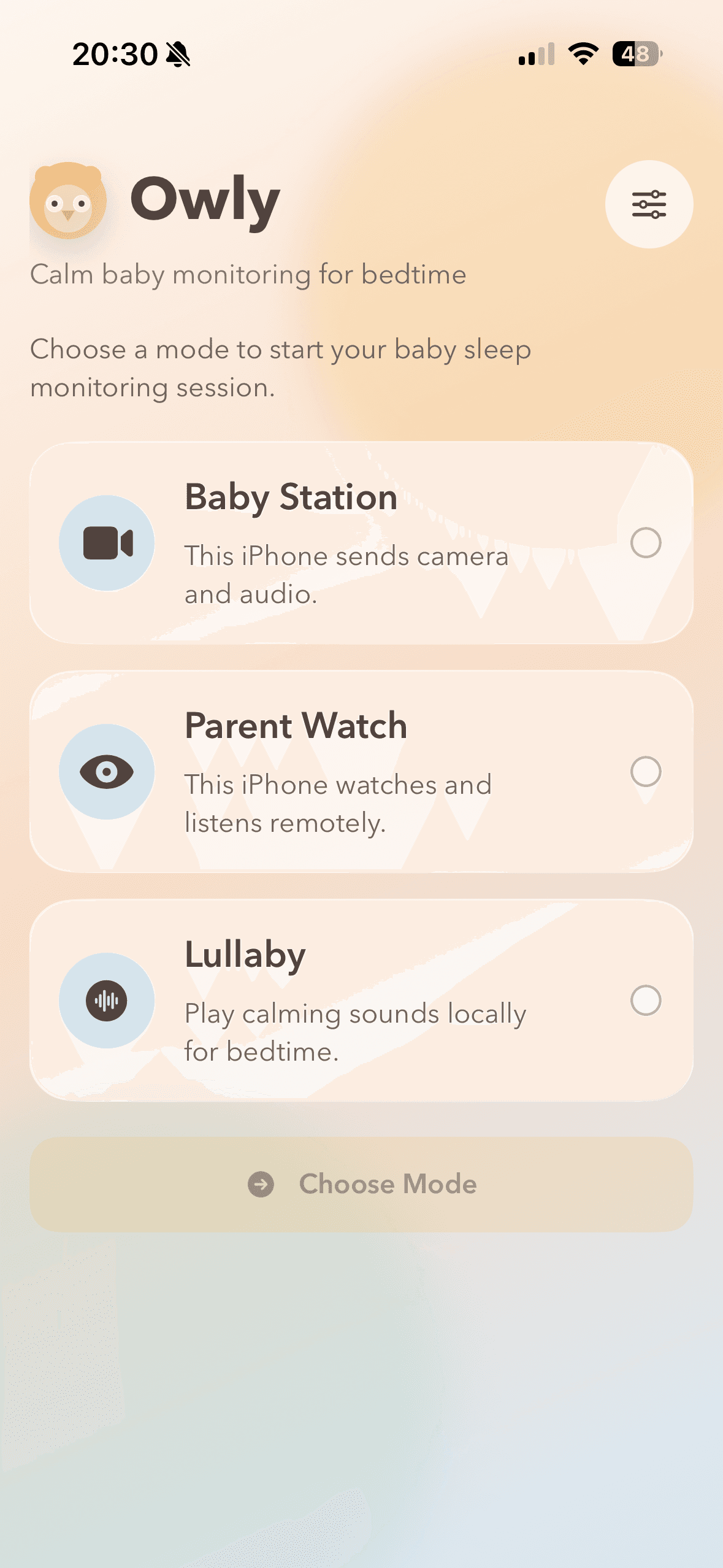 Owly mode selection
